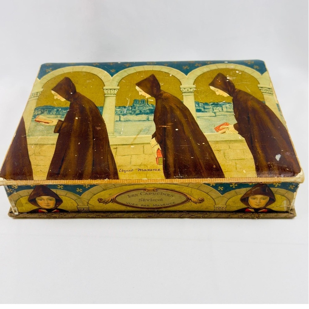 Antique French Ephemera Box La Marquise de Sevigne Chocolate Edgard Maxence GOTH